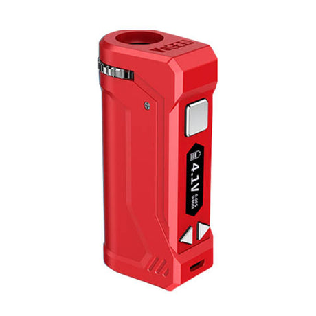 Yocan UNI PRO Box Mod in Red, 650mAh battery, compact design for vaporizers, side view on white background