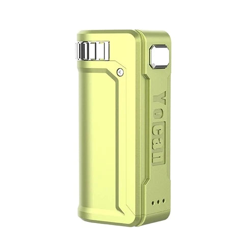 Yocan UNI-S Universal Portable Box Mod in Apple Green, Metal Build, Side View