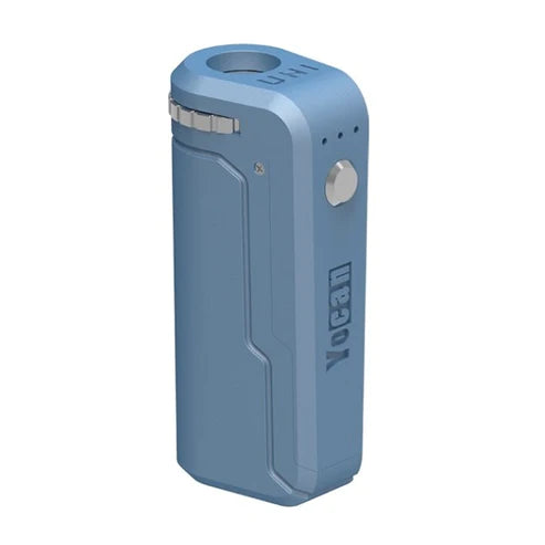 Yocan UNI Box Mod in Blue, 650mAh Battery, Portable Design for Concentrates - Side View