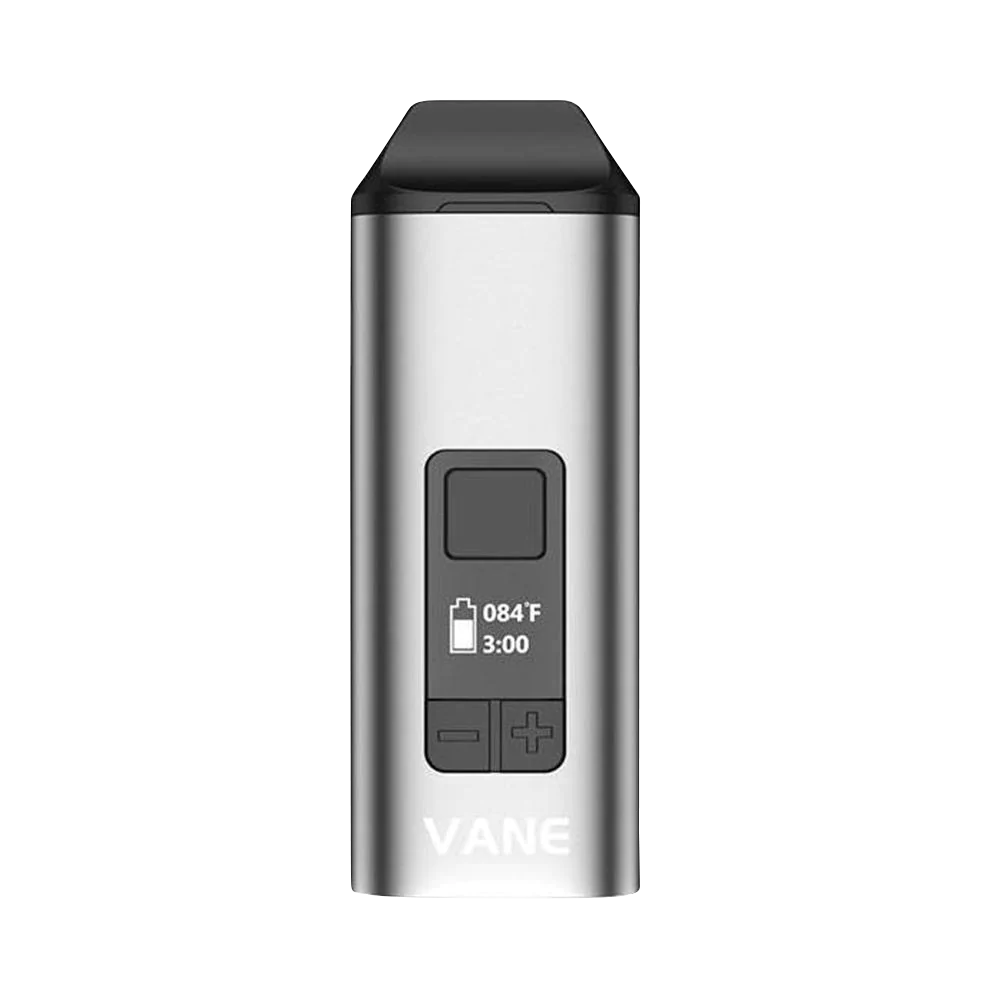 Yocan Vane Dry Herb Vaporizer in Silver, Portable Design with Digital Display - Front View