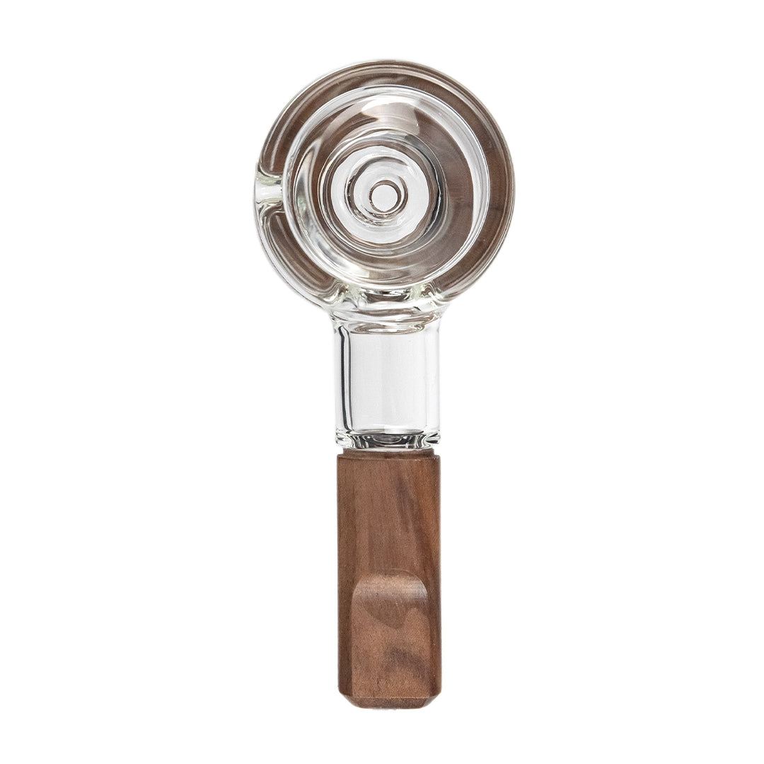 MJ Arsenal Granby Spoon Pipe with Borosilicate Glass and Wooden Handle - Front View