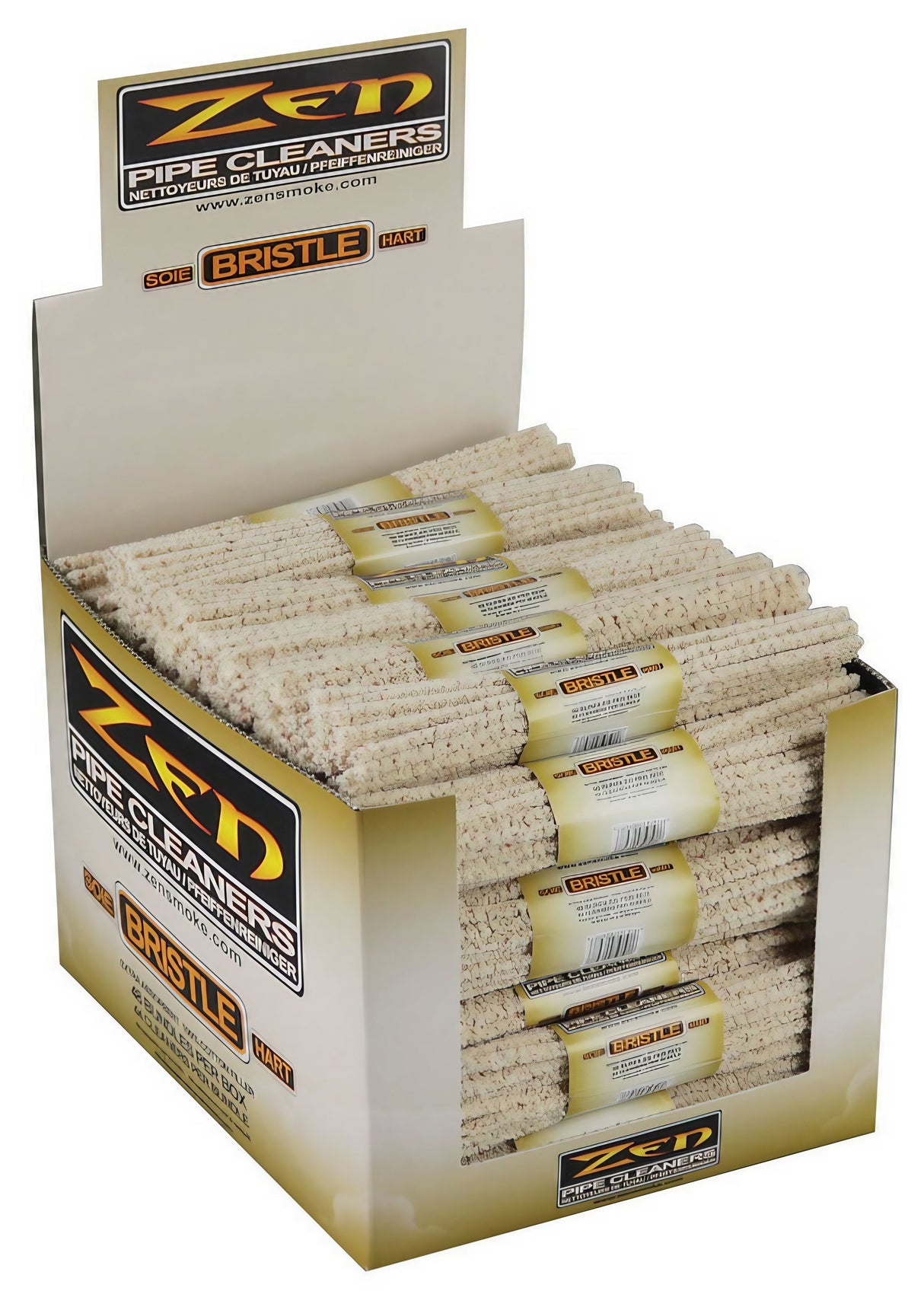 Zen Hard Bristle Pipe Cleaners 48-pack display box for cleaning bongs, pipes, and rigs