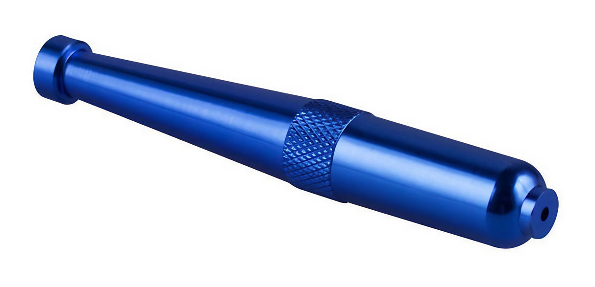 Blue Zeppelin Metal Pipe - 3.75" - Durable Handheld Smoking Device, Side View