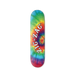 Zig Zag Logo Skateboard Deck in Tie Dye Design, Front View on Black Background