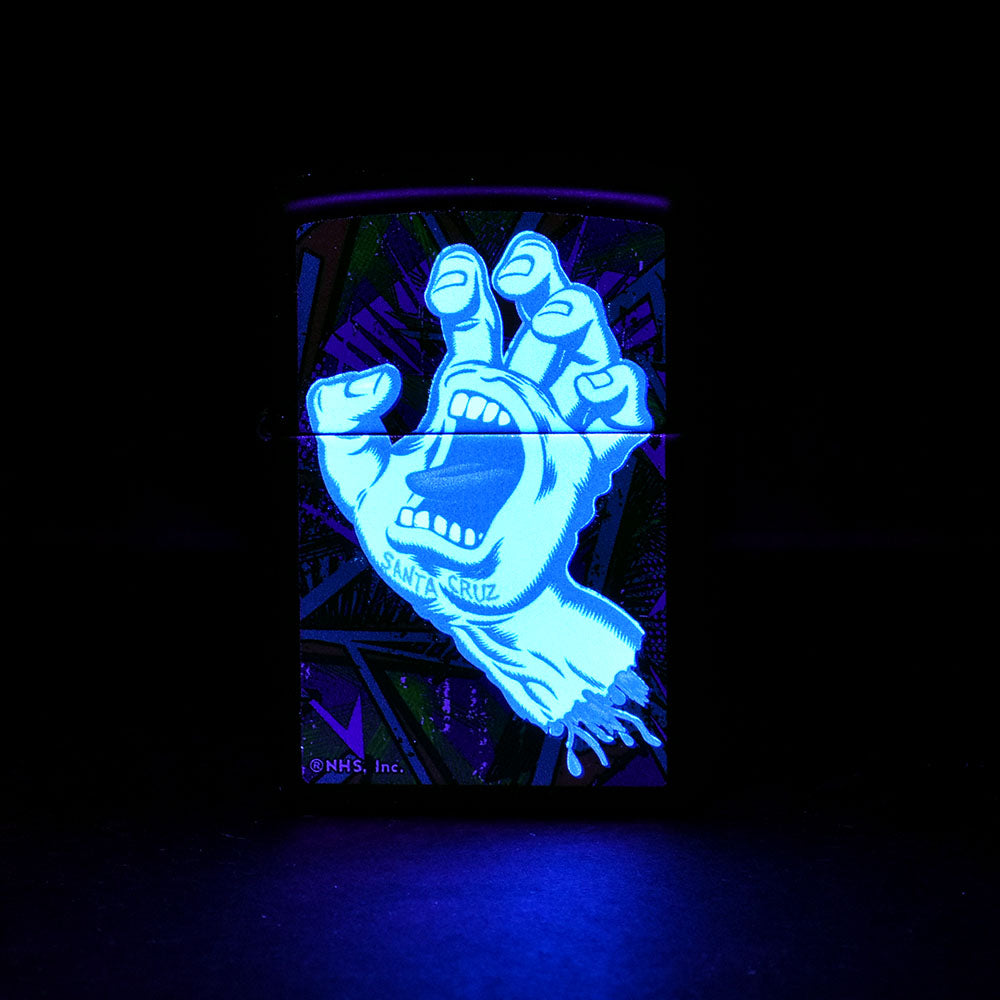 Zippo Lighter with Glow-in-the-Dark 420 Design, Front View on Black Background