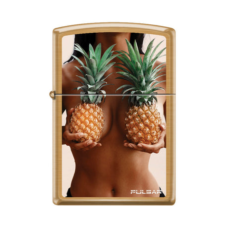 Zippo Lighter with Pineapple Women Design, Brushed Brass Finish, Portable and Closable