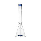Hemper Beast Bong 12" in clear borosilicate glass with blue accents, front view on white background