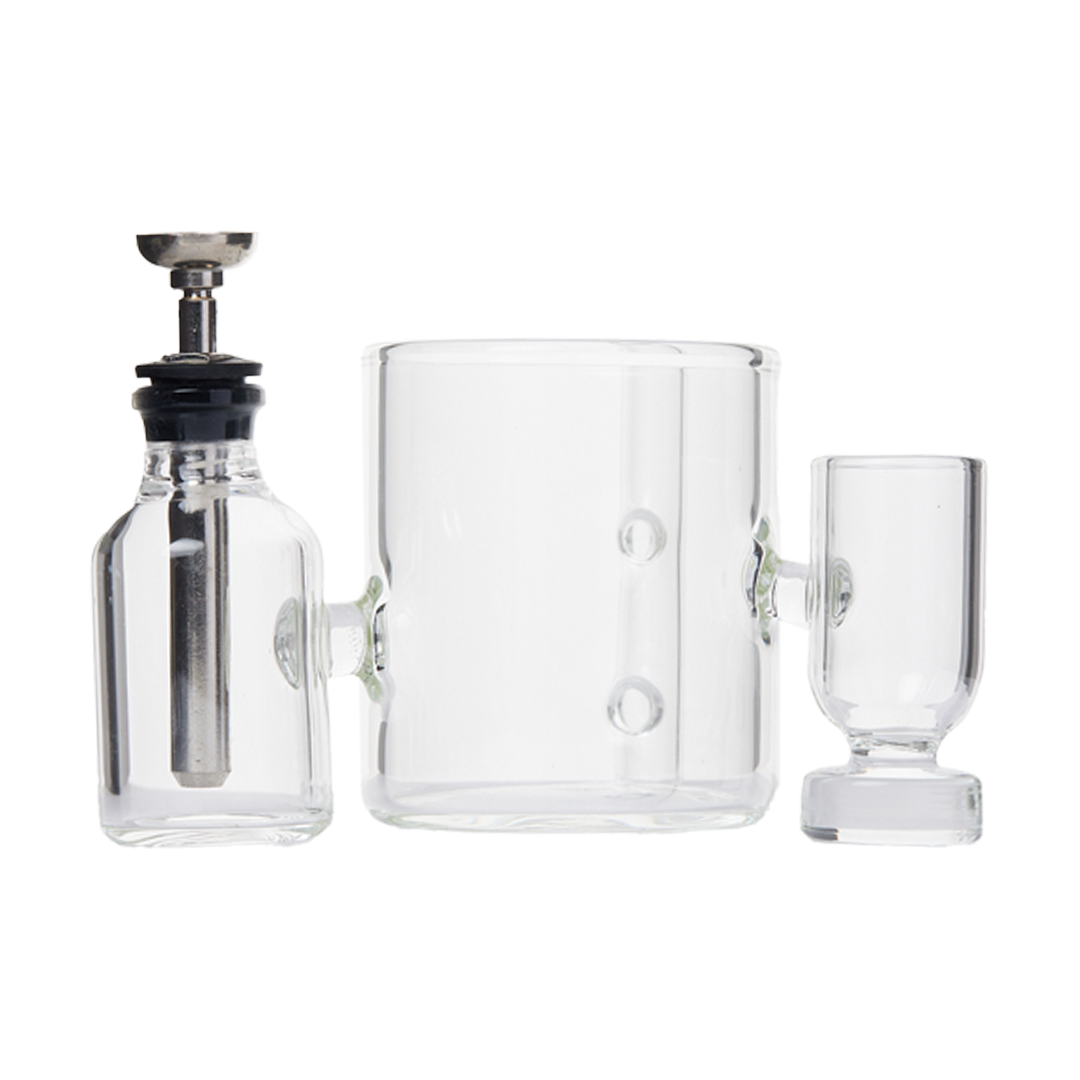 Apex Ancillary Iso Stations set for bong cleaning, stone material, front view on white background