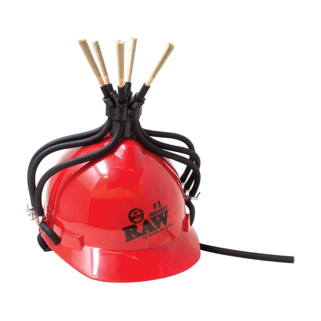 RAW red helmet-shaped 6-slot cone holder for group sessions and easy rolling, front view