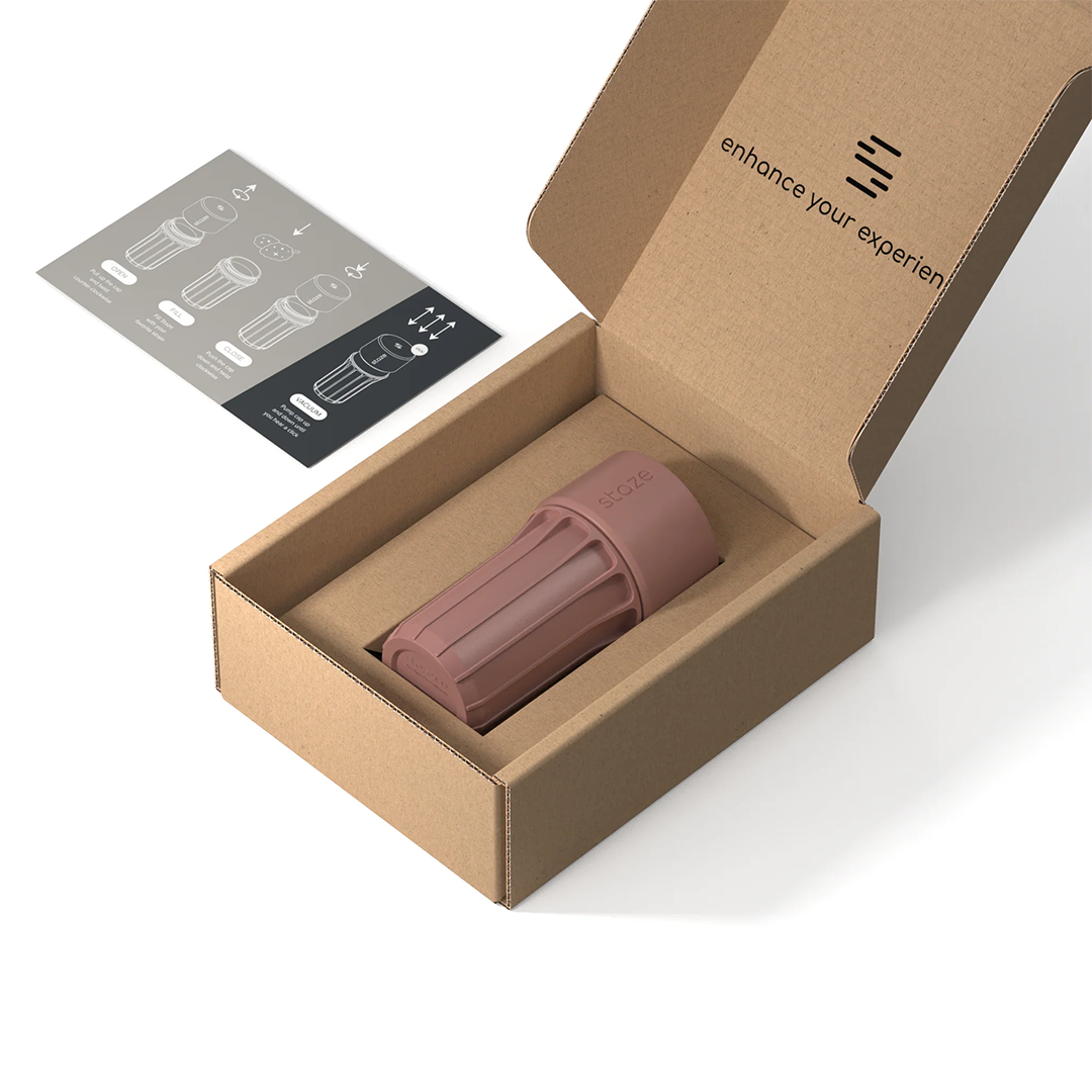 Staze Preserve Polyresin Stash Jar in open box, angled view, with product information card