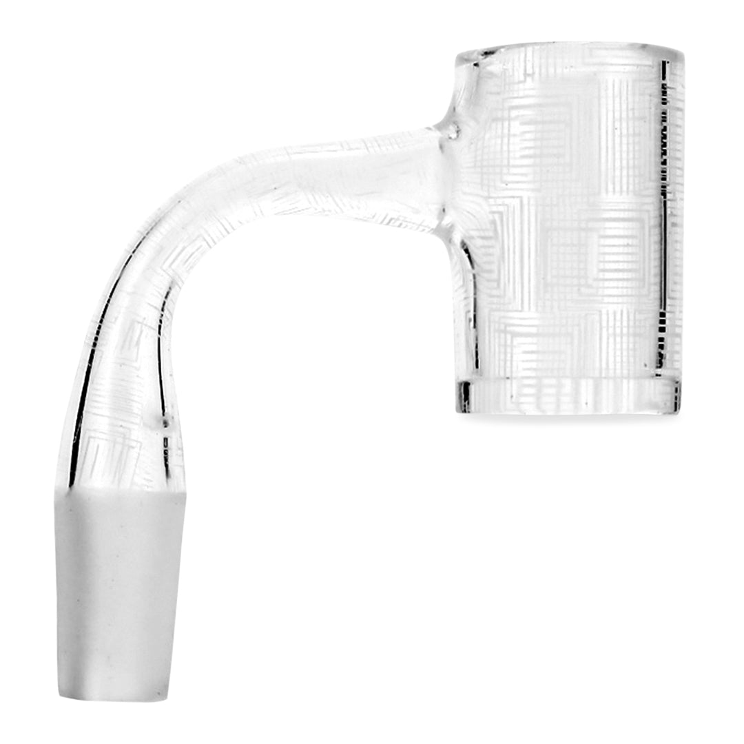 Blue Blood Full Weld Quartz Banger - Clear Side View on White Background