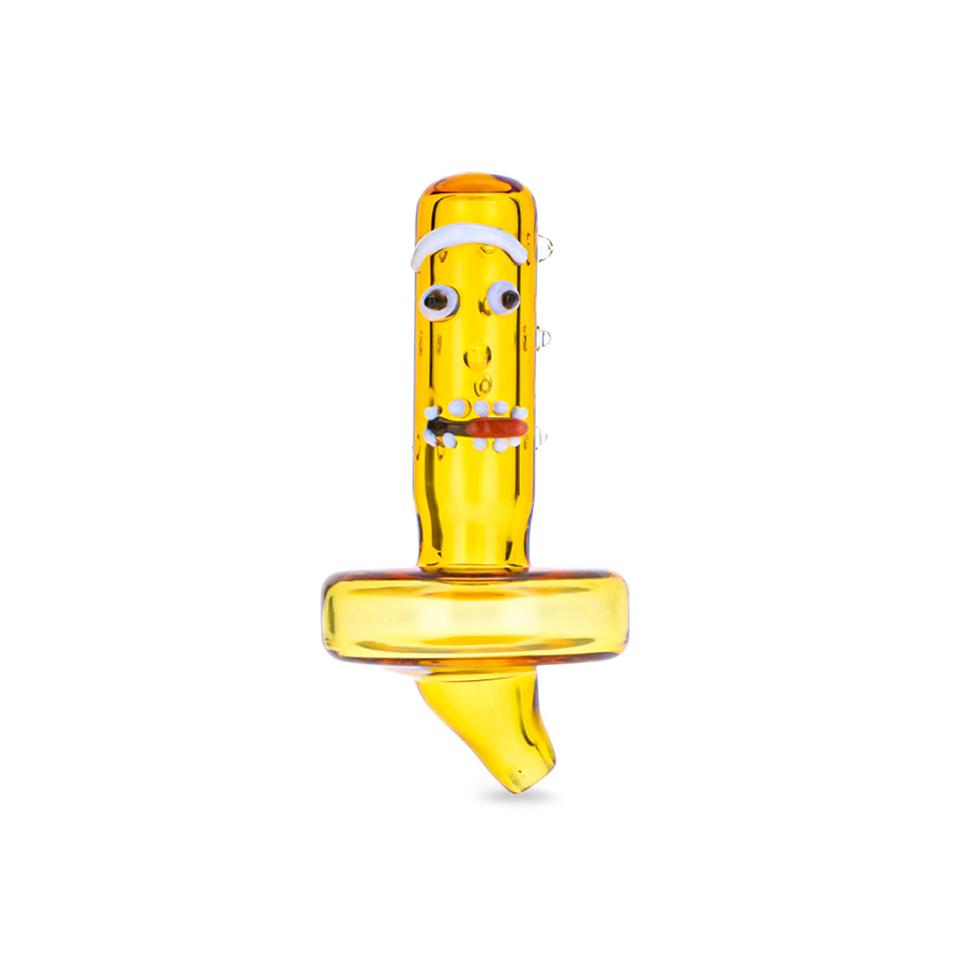 Blue Blood Nature Carb Cap in vibrant yellow with artistic design - Front View