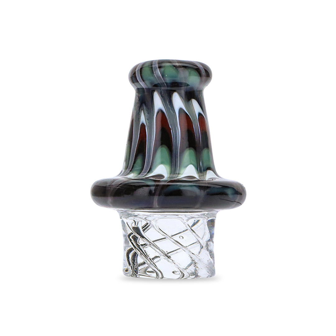 Blue Blood Peacock UFO Vortex Carb Cap for Dab Rigs, Elegant Blue Swirl Design, Front View