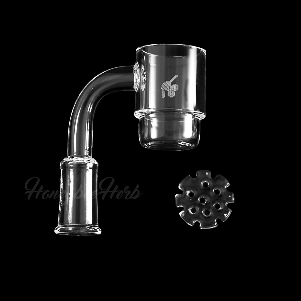 Honey Disc Deep Dish Quartz Banger 90° Degree by Honeybee Herb, Clear Flat Top Design