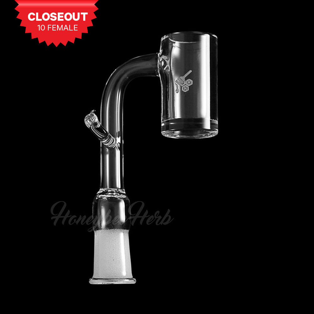 Honeybee Herb ENAIL Quartz Banger - 90Β° Degree, 10mm Female Joint, Clear, Side View