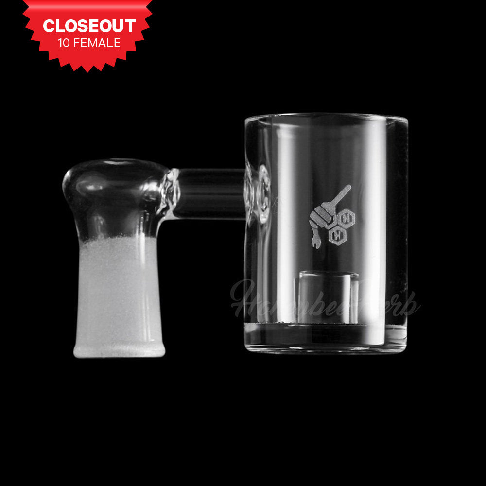 Honeybee Herb Core Reactor Sidecar Quartz Banger, 90°, 10mm Female Joint, Clear, Front View