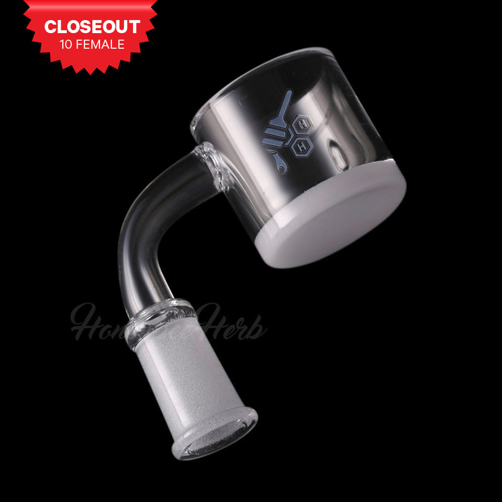 Honey & Milk XL Bevel Quartz Banger at 90° angle, 10mm female joint for dab rigs, clear design