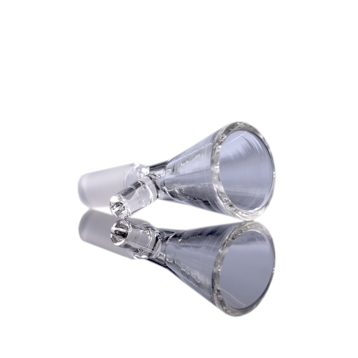 MJ Arsenal Cache Bowl 10mm - Clear Glass Bong Accessory with Built-In Storage, Angled View