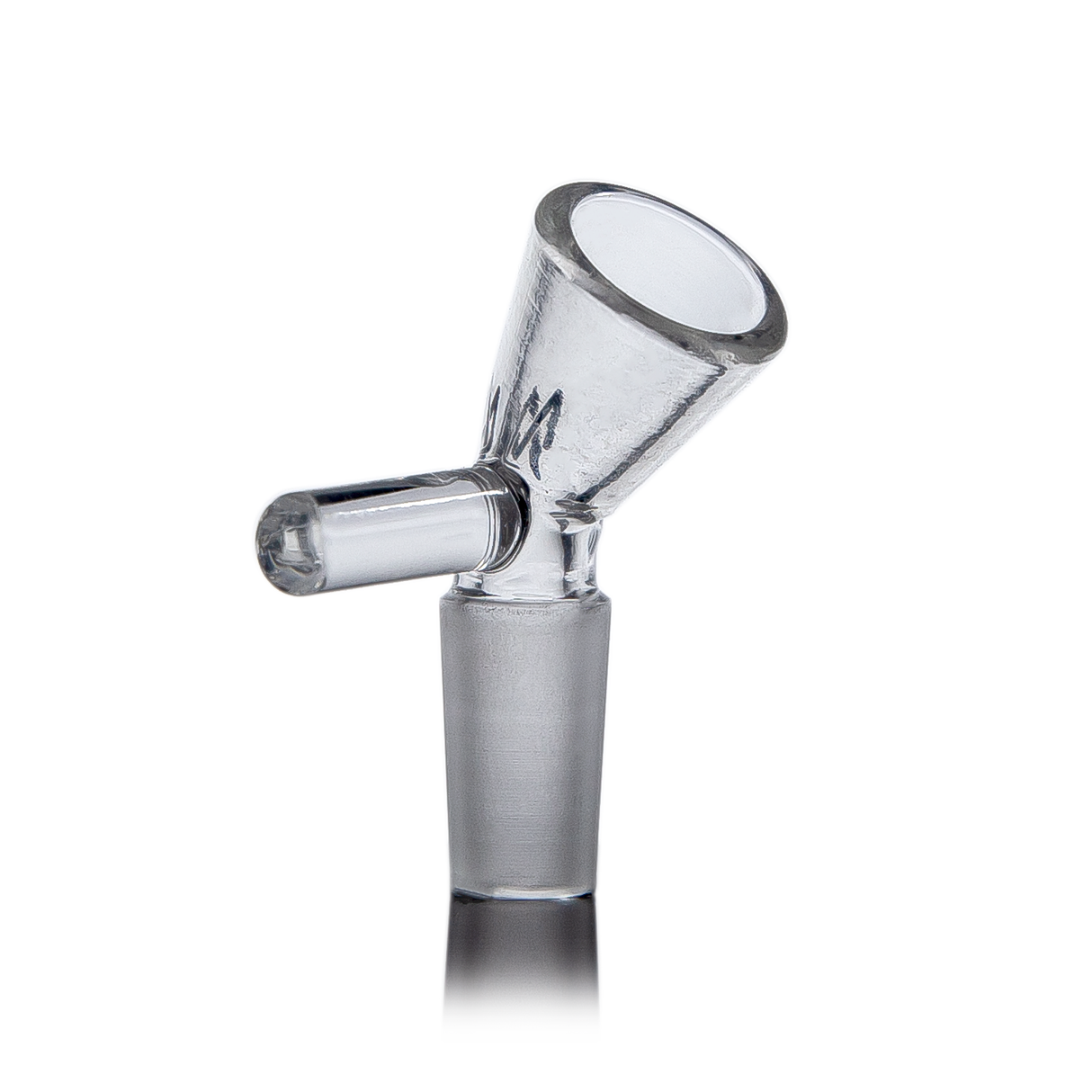 MJ Arsenal 10mm clear glass flower bowl for bongs, front view on a seamless white background