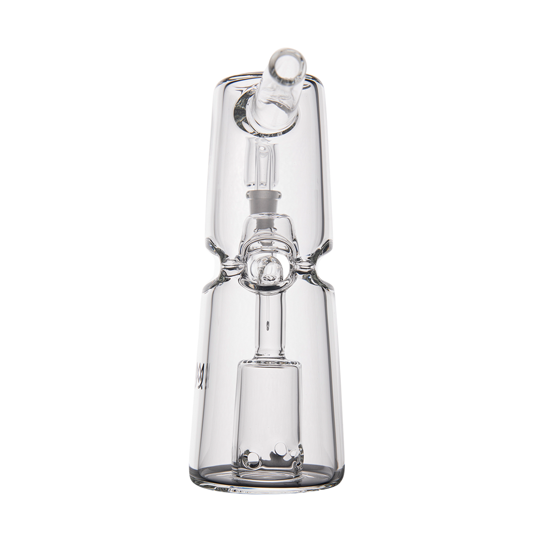 MJ Arsenal Turret Mini Dab Rig with Quartz Bucket - Clear Glass, Front View