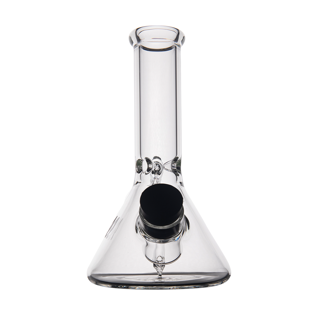 MJ Arsenal Cache Bong, 7" clear borosilicate glass, 10mm joint, compact beaker, front view