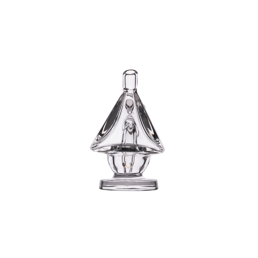 MJ Arsenal King Bubbler, clear glass with 45-degree joint, portable design, front view on seamless white background