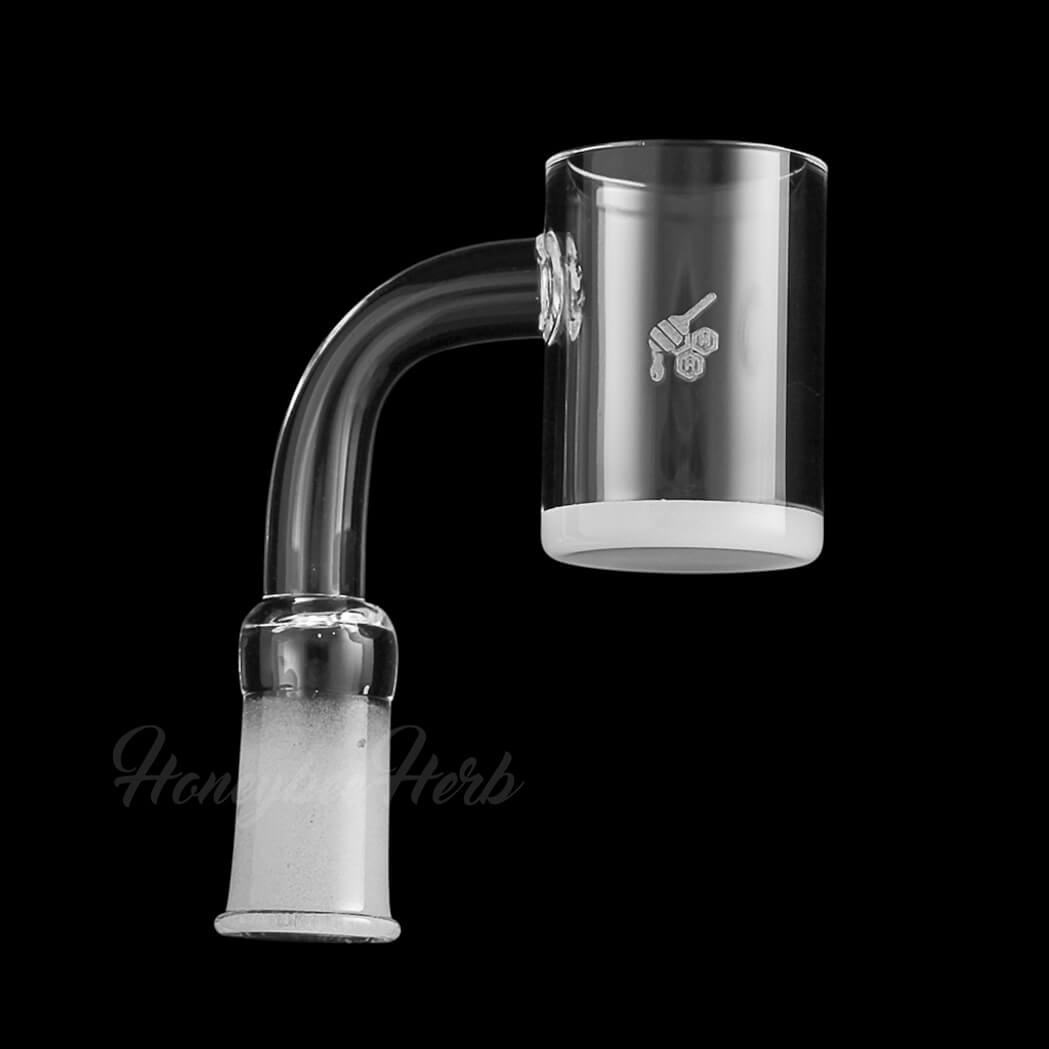 Honey & Milk Quartz Banger by Honeybee Herb, 90Β° Male Joint, 25mm Flat Top, for Dab Rigs - Side View