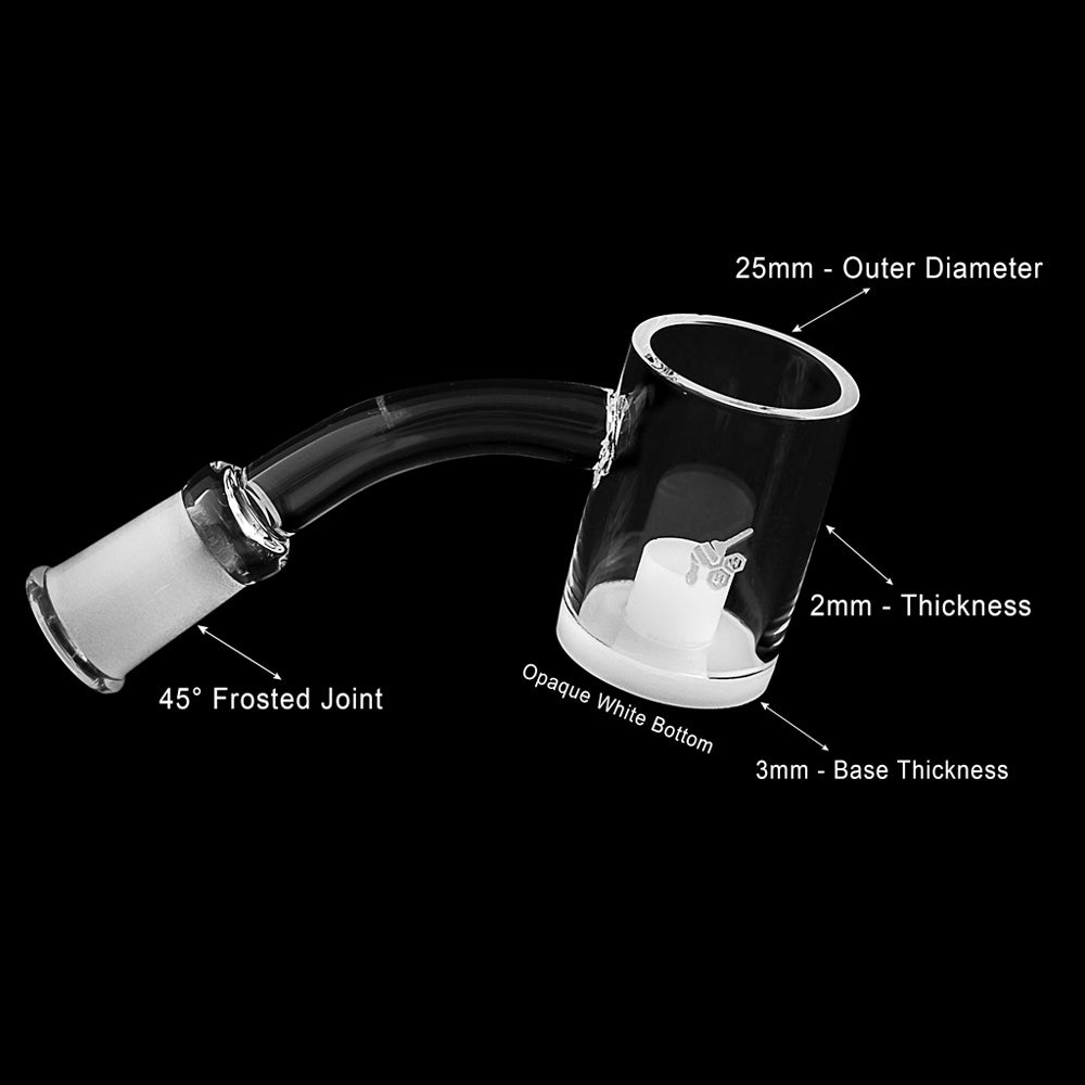 Honey & Milk Core Reactor Quartz Banger at 45° angle with frosted joint and white bottom