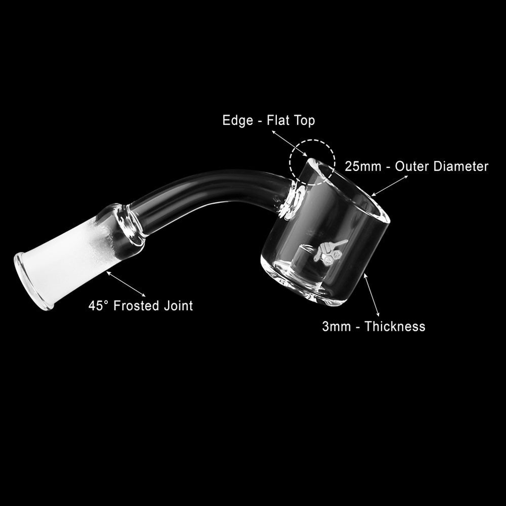 Honeybee Herb CORE REACTOR QUARTZ BANGER at 45° angle, clear, 25mm flat top, 3mm thick