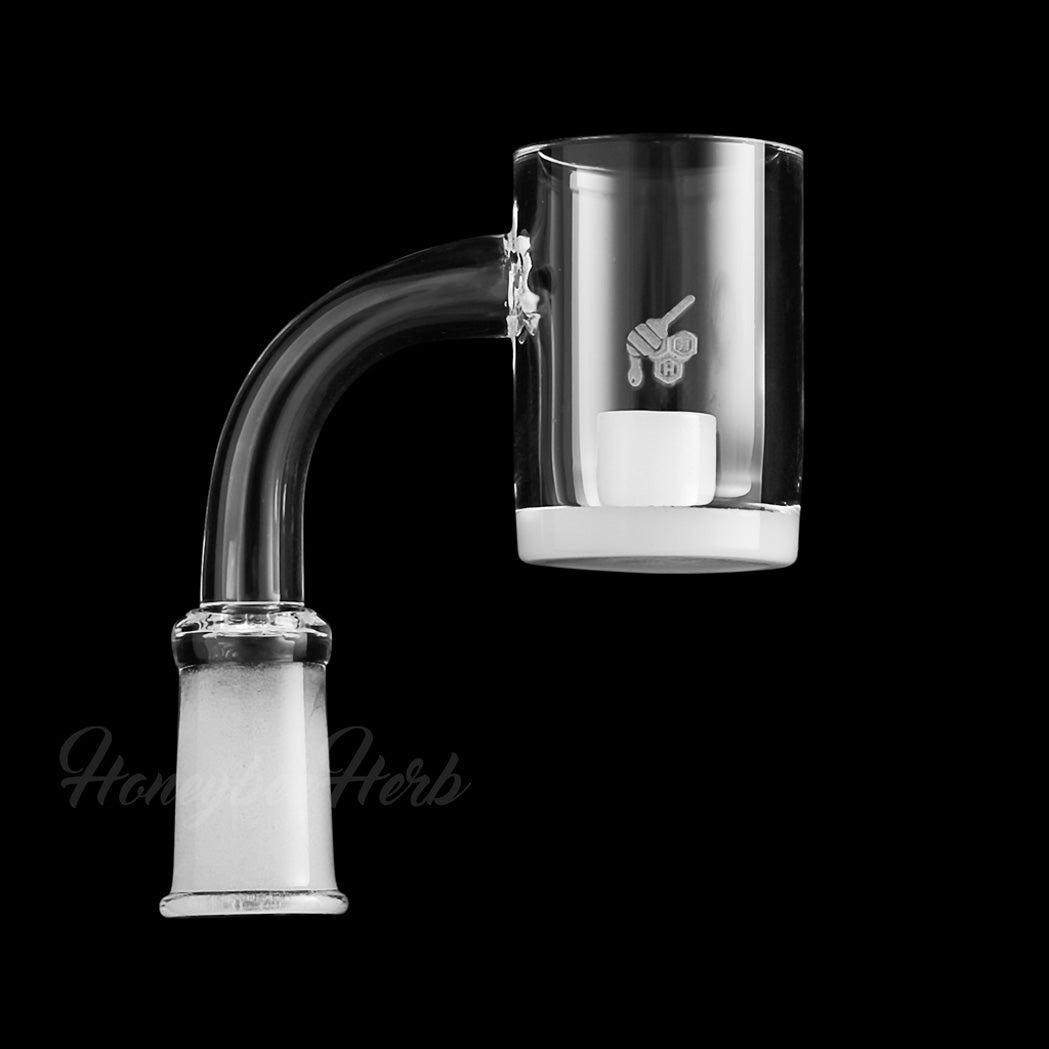 Honeybee Herb Quartz Banger with 90Β° Joint - Clear, 25mm Flat Top for Dab Rigs