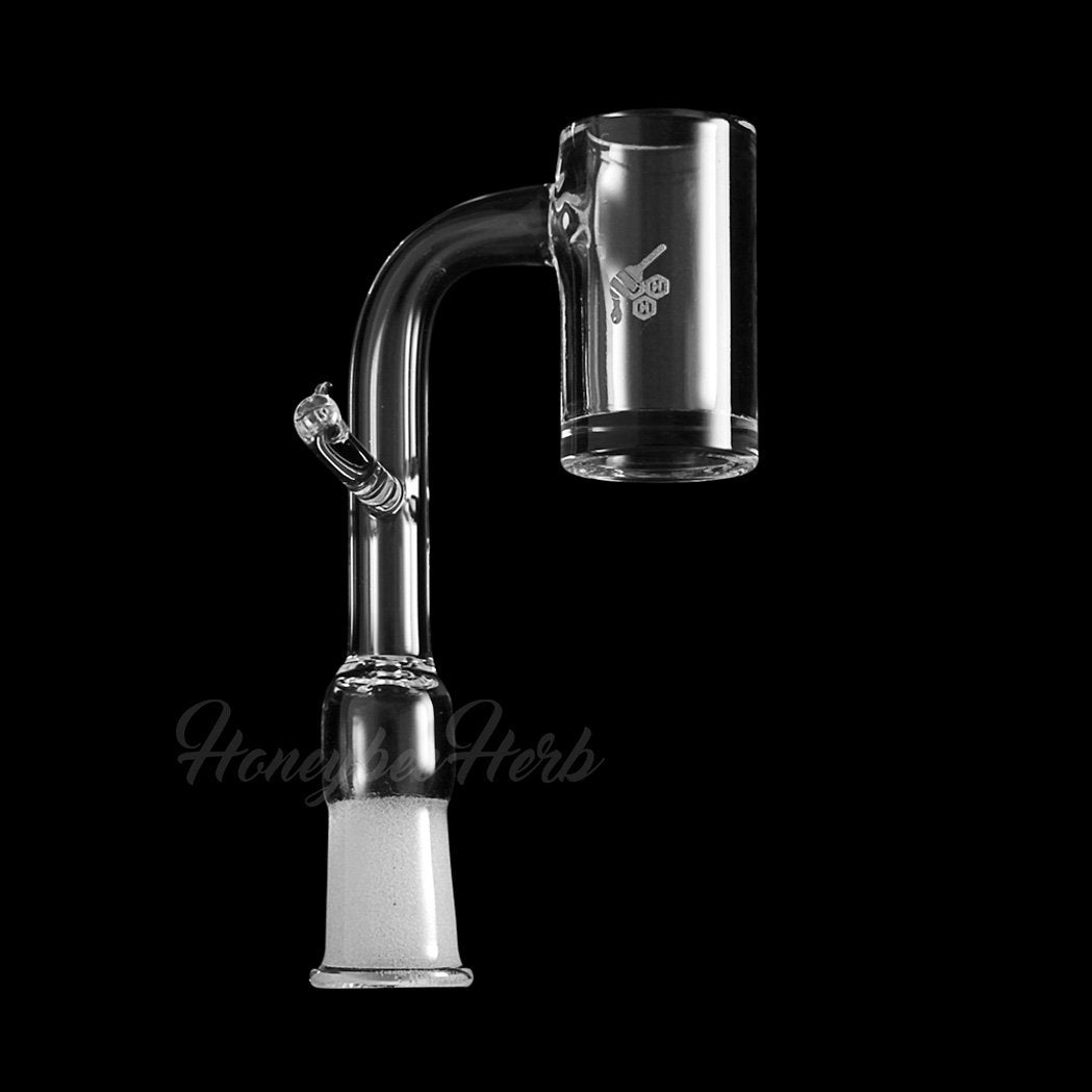 Honeybee Herb ENAIL Original Quartz Banger 90Β° Degree Clear Side View for Dab Rigs