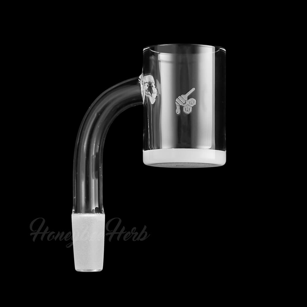 Honey & Milk Quartz Banger 90Β° Degree by Honeybee Herb, 10mm Male Joint, Clear Flat Top Design