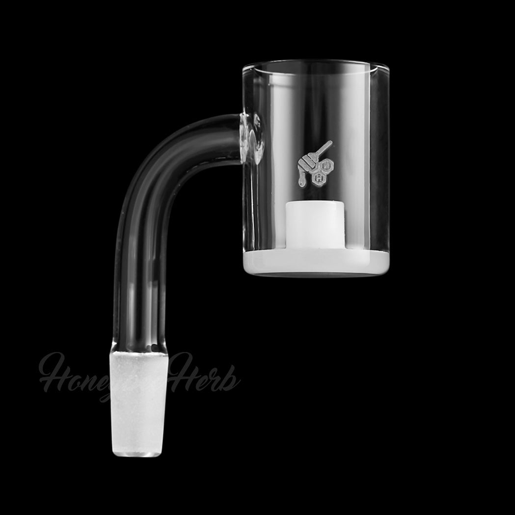 Honey & Milk Core Reactor Quartz Banger at 90Β° angle, 10mm male joint, clear design, for dab rigs