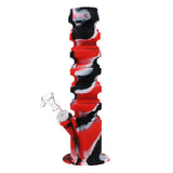 RGR Canada 11.5" Silicone Straight Water Pipe in Red & Black with Glass Bowl - Front View