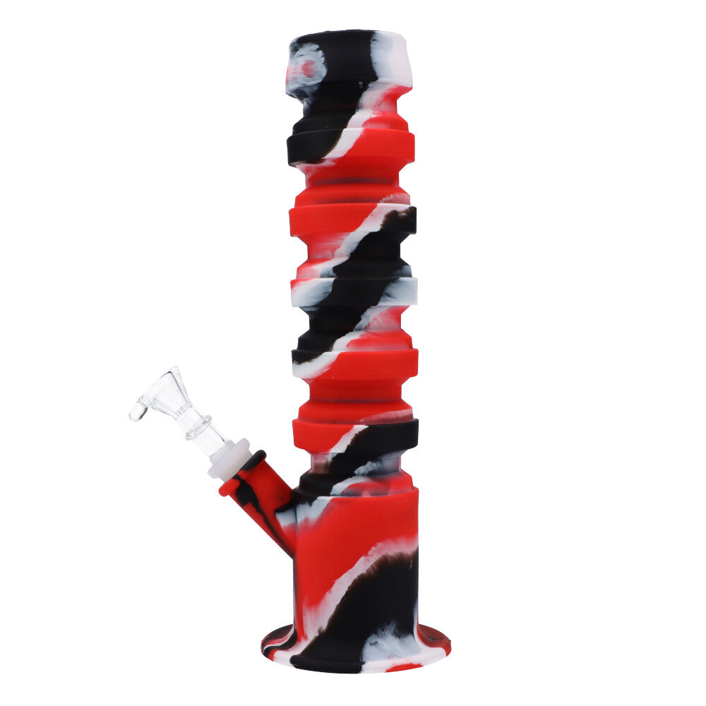 RGR Canada 11.5" Black and Red Silicone Straight Water Pipe with Glass Bowl