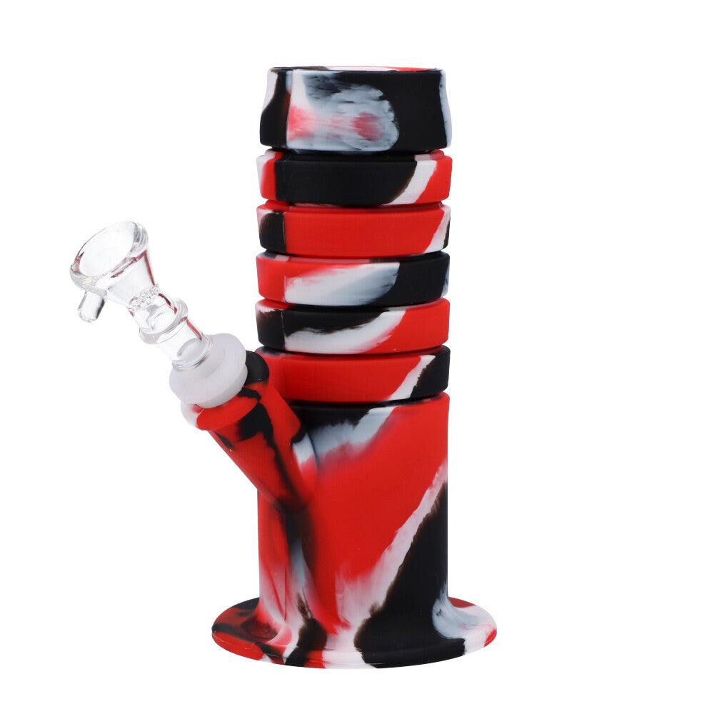 RGR Canada 11.5" Flexible Silicone Straight Water Pipe in Red, Black, and White