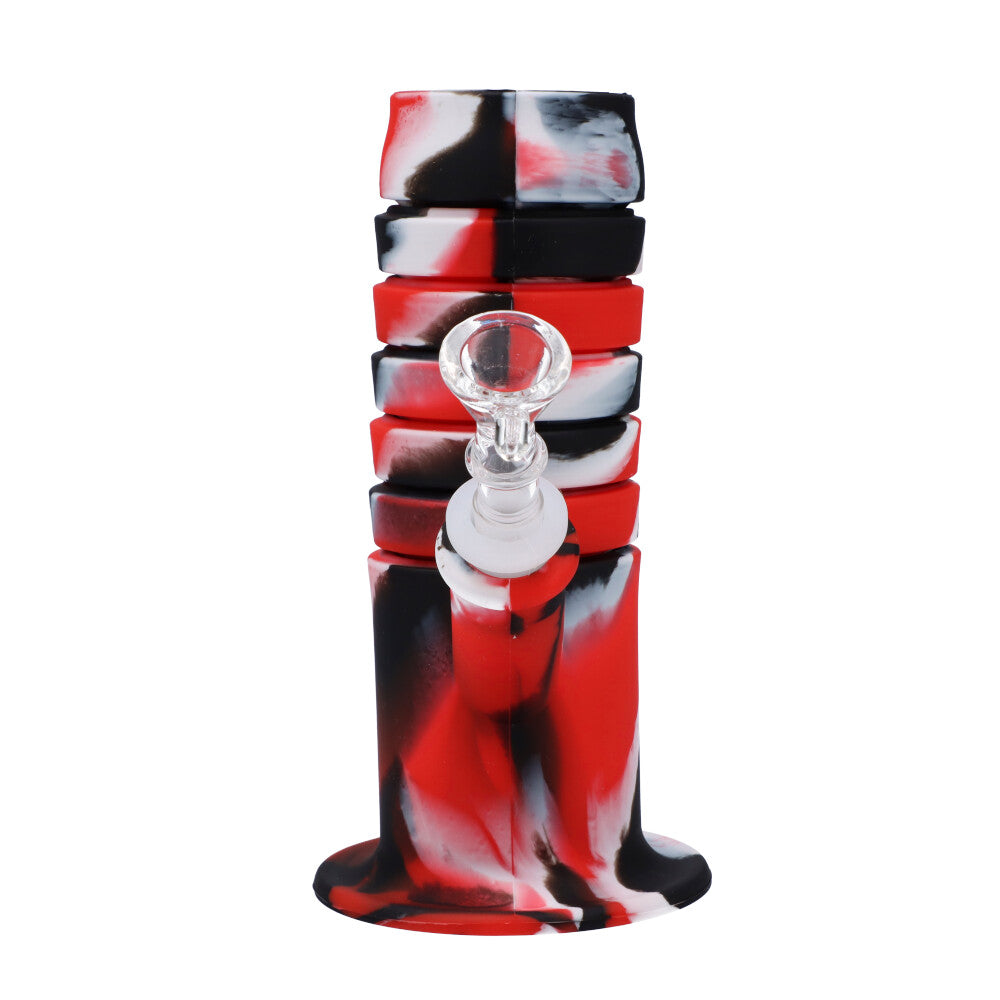 RGR Canada 11.5" Hybrid Silicone & Glass Bong in Red & Black - 14mm Bowl - Front View