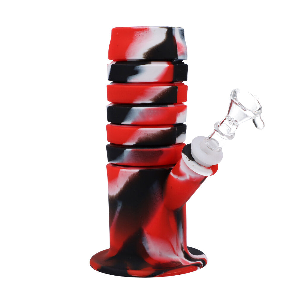 RGR Canada 11.5" red and black silicone straight water pipe with glass bowl