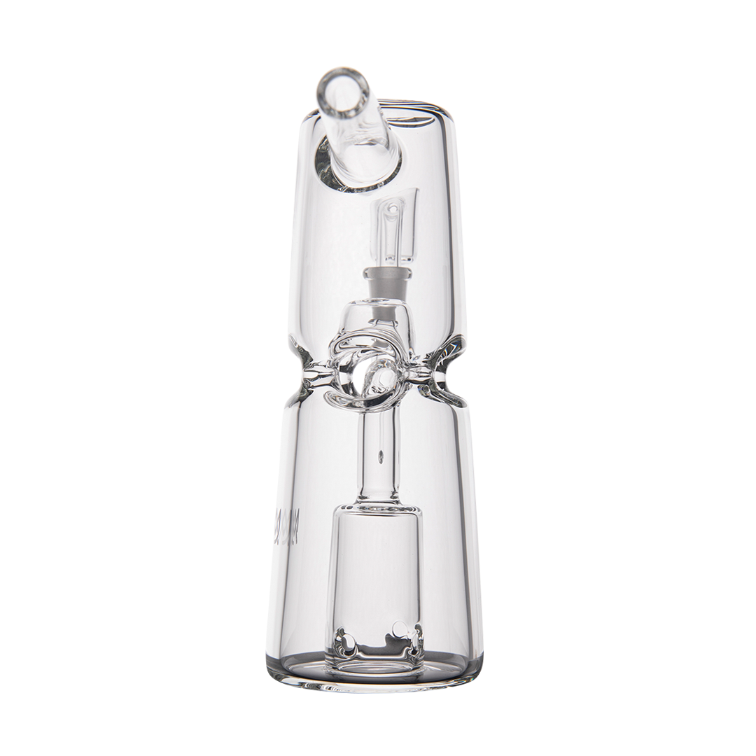 MJ Arsenal Turret Mini Dab Rig with quartz bucket, compact design, front view on white background