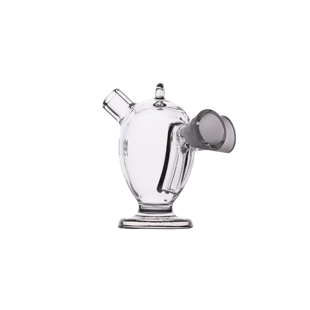 MJ Arsenal Dubbler Double Bubbler, portable borosilicate glass, 45-degree joint, side view