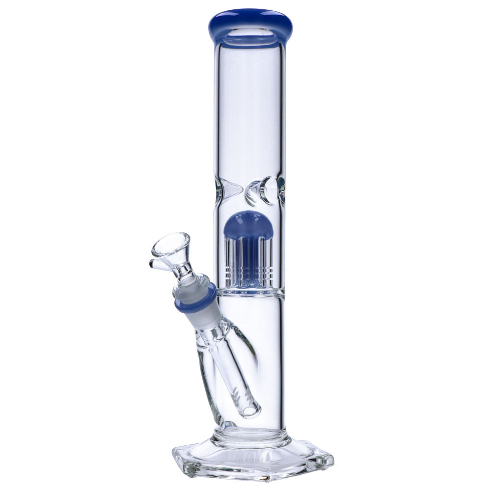 12" Heavy Wall Blue Tree Percolator Bong by Valiant Distribution, Front View