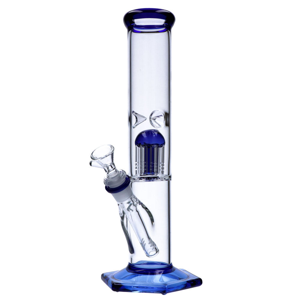 12" Valiant Distribution Quad Base Beaker Water Pipe with Blue Tree Percolator