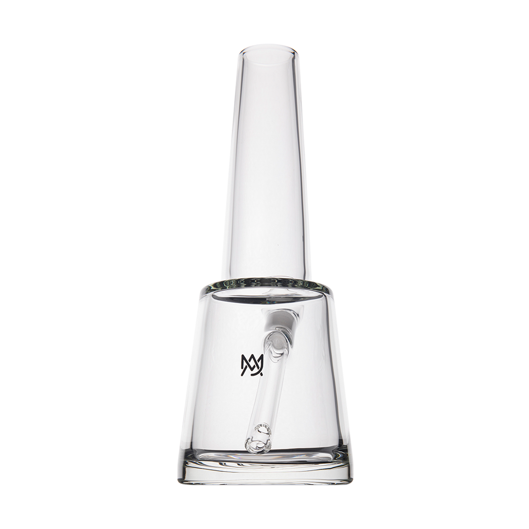 MJ Arsenal Summit Borosilicate Glass Bong 14mm, Clear Front View on Seamless White