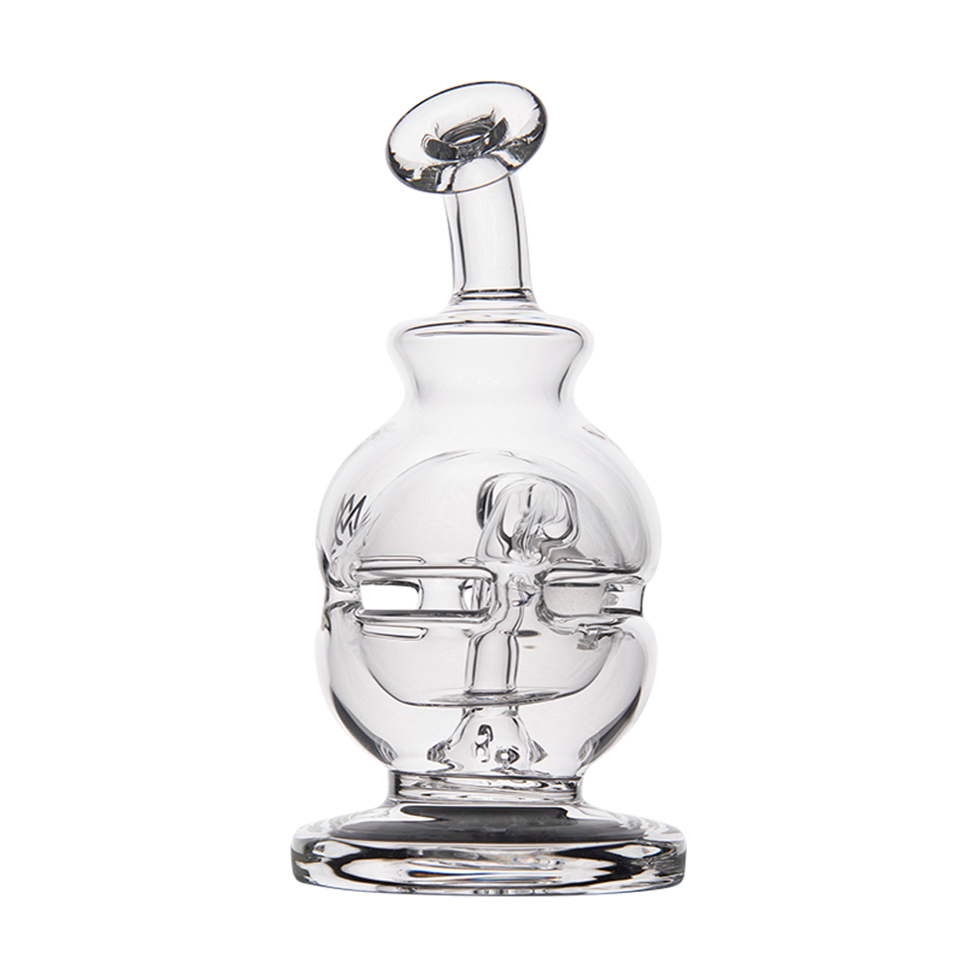 MJ Arsenal Royale Vape Edition dab rig, clear glass with intricate design, front view on white background