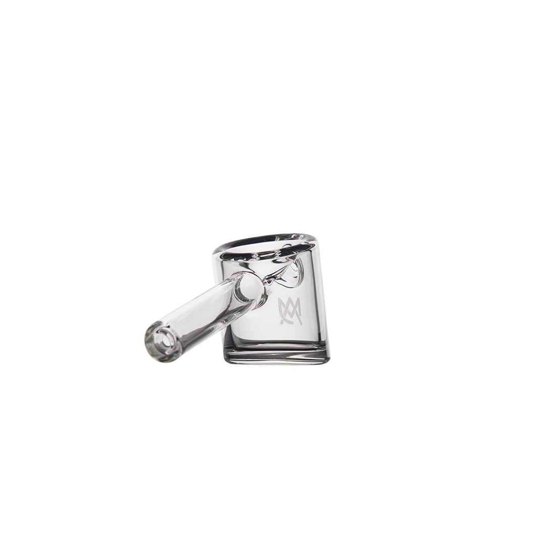 MJ Arsenal Kickstand Hand Pipe with unique angled design for stability, clear glass