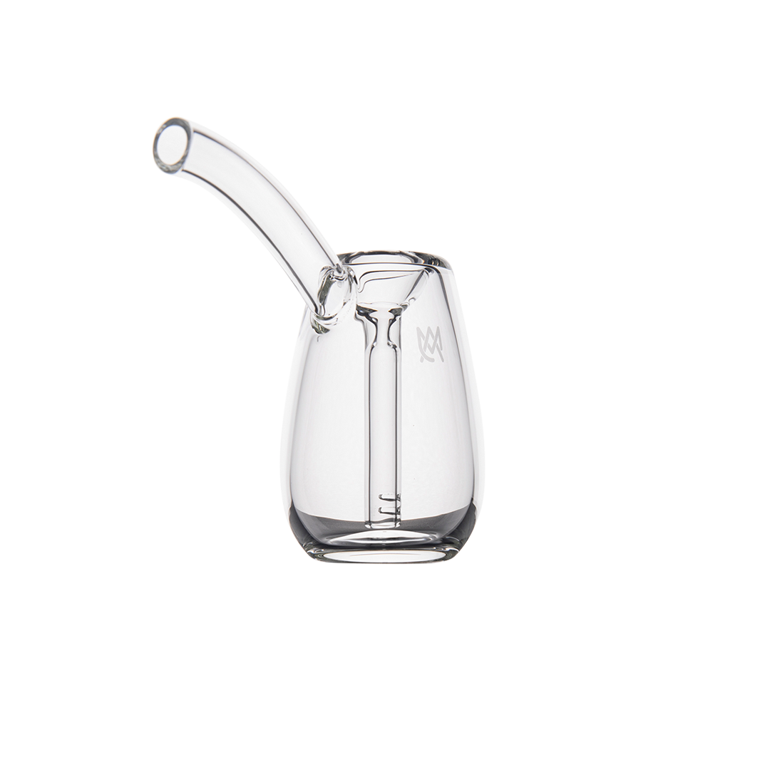 MJ Arsenal Bulb Mini Bubbler in 100% Borosilicate Glass, Front View on Seamless White Background
