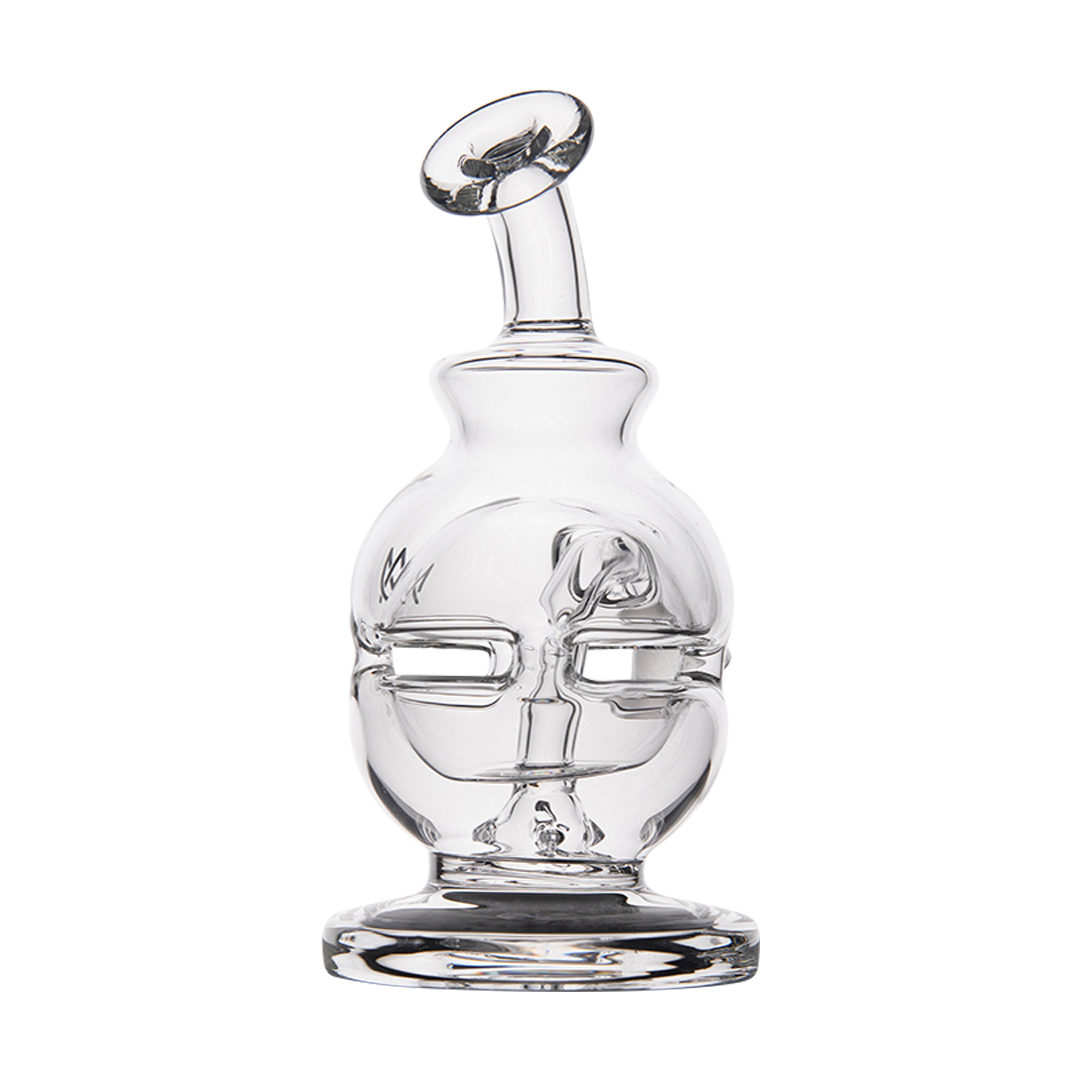 MJ Arsenal Royale Vape Edition mini dab rig, clear glass with quartz banger, front view on white background