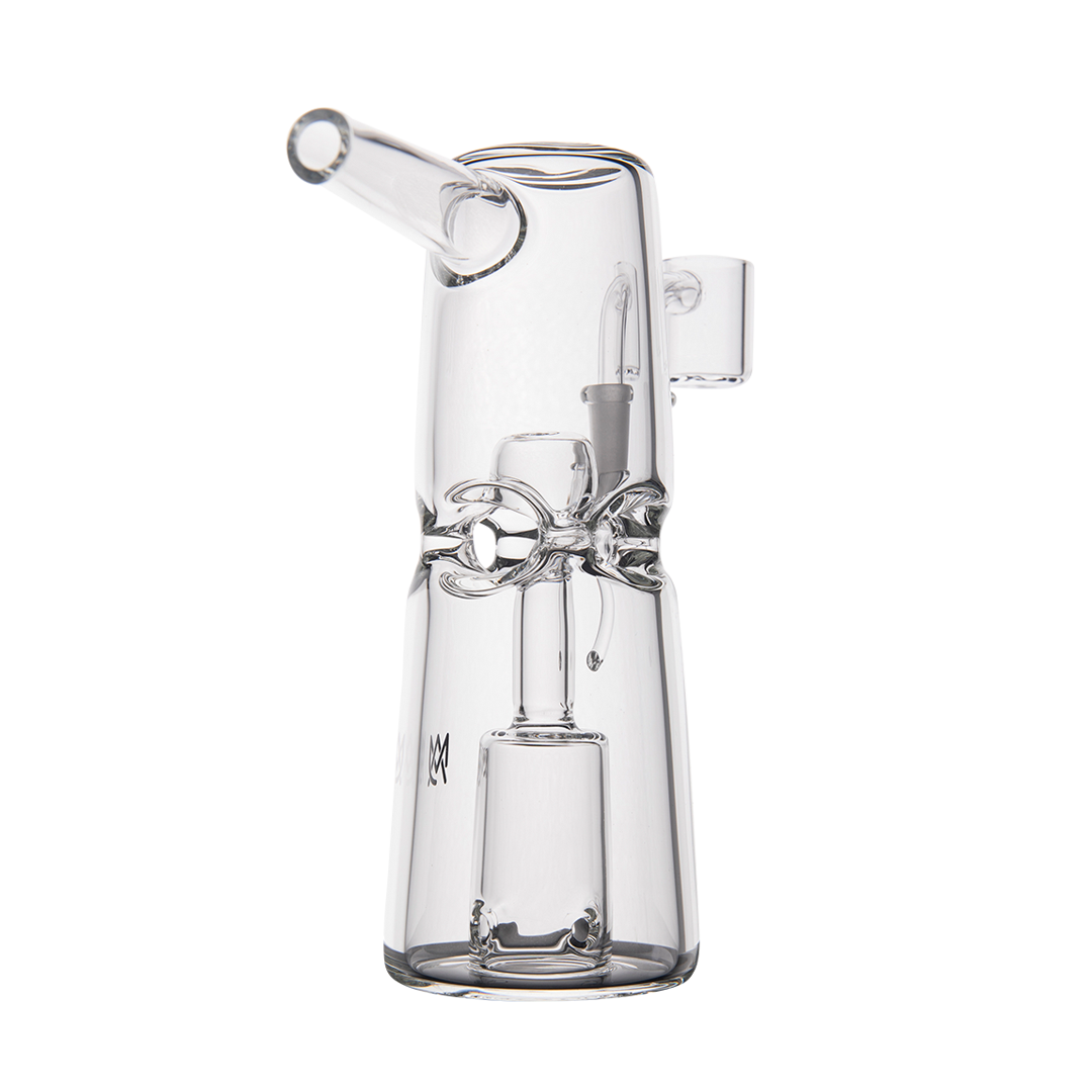 MJ Arsenal Turret Mini Dab Rig with Quartz Bucket - Clear Glass - Front View