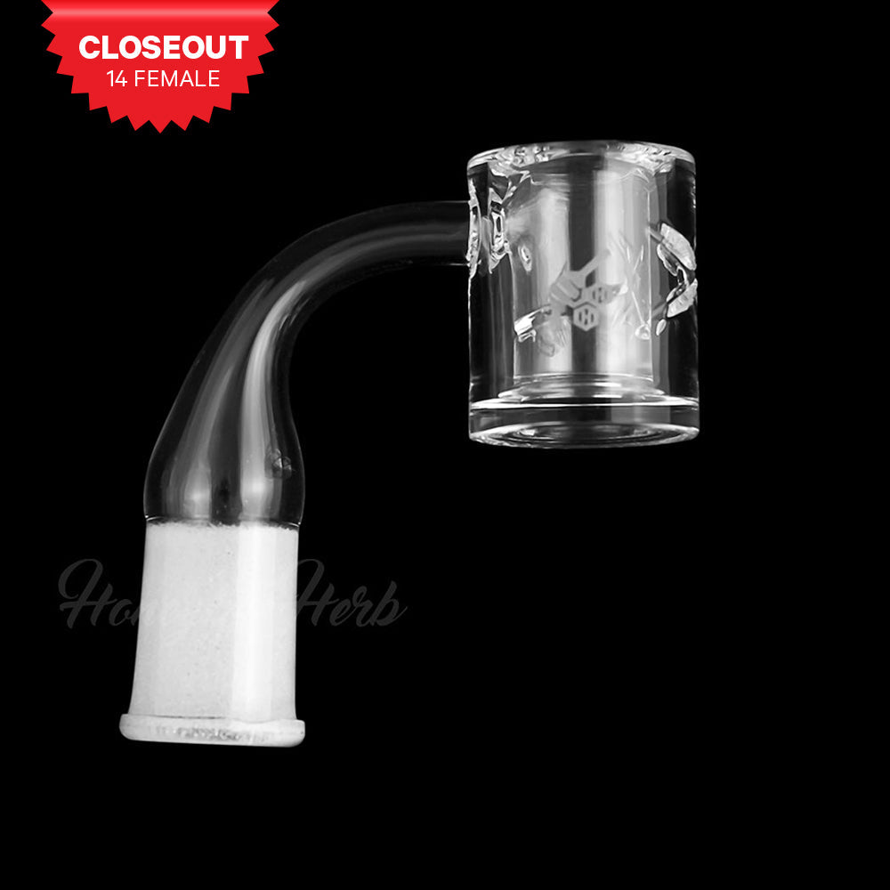 Honey Chamber Quartz Banger 90Β° Degree, 14mm Female Joint, Clear, for Dab Rigs - Side View