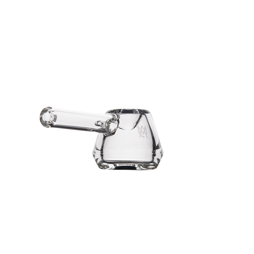 MJ Arsenal Kettle Hand Pipe - Clear Glass, Portable Size - Angled Side View
